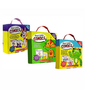 【宝莉爹书单·3-8岁】英文原版 First Little Comics 全彩盒装儿童启蒙入门漫画读物书  Levels A-F 3盒57册 附贴纸 送原版音频