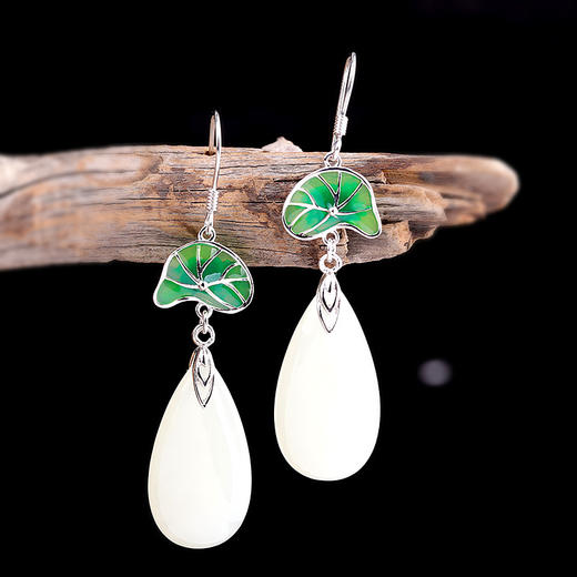 RPY-EZ690005时尚大气优雅抒情女式荷叶和田玉耳坠 商品图0