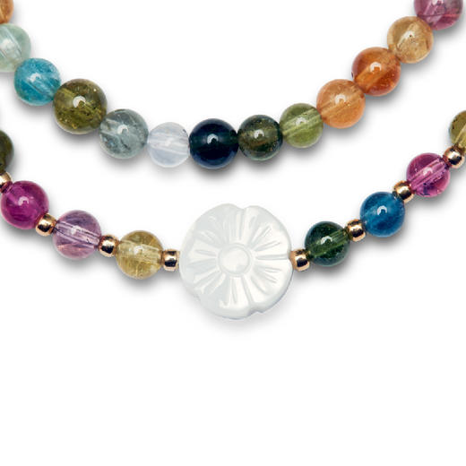 醍醐 碧玺贝壳五瓣花双圈 手串 手链 精选巴西碧玺 商品图2