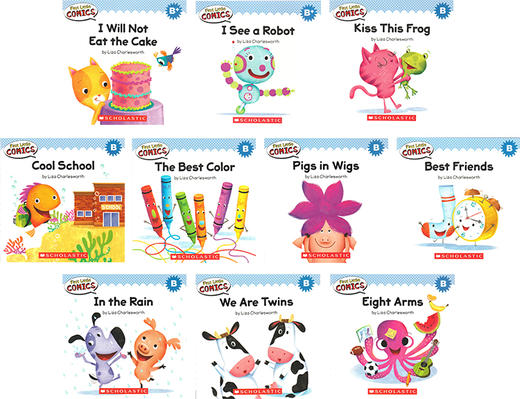 【宝莉爹书单·3-8岁】英文原版 First Little Comics 全彩盒装儿童启蒙入门漫画读物书  Levels A-F 3盒57册 附贴纸 送原版音频 商品图2