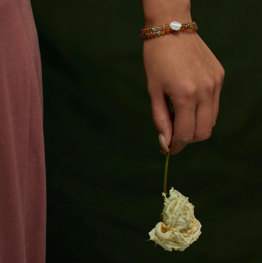 醍醐 碧玺贝壳五瓣花双圈 手串 手链 精选巴西碧玺 商品图1