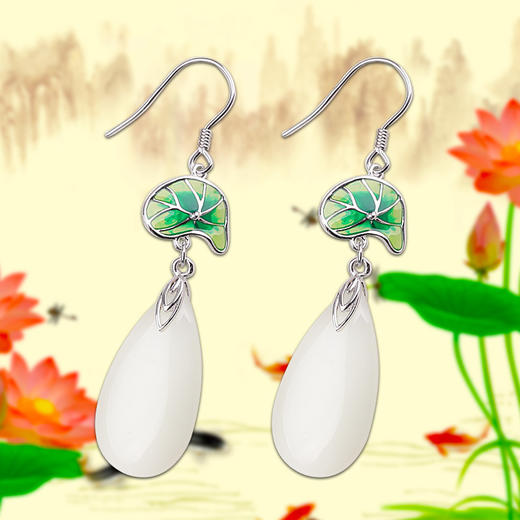 RPY-EZ690005时尚大气优雅抒情女式荷叶和田玉耳坠 商品图1