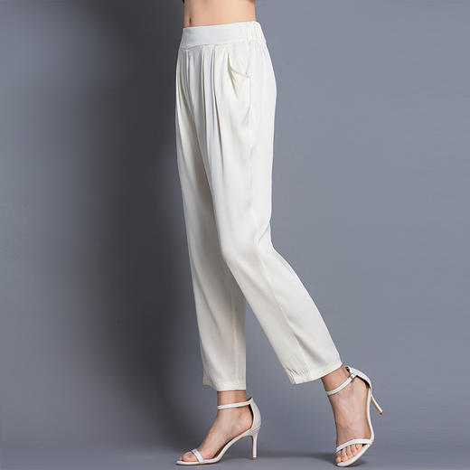 oyg190316重磅真丝哈伦裤松紧腰休闲桑蚕丝裤