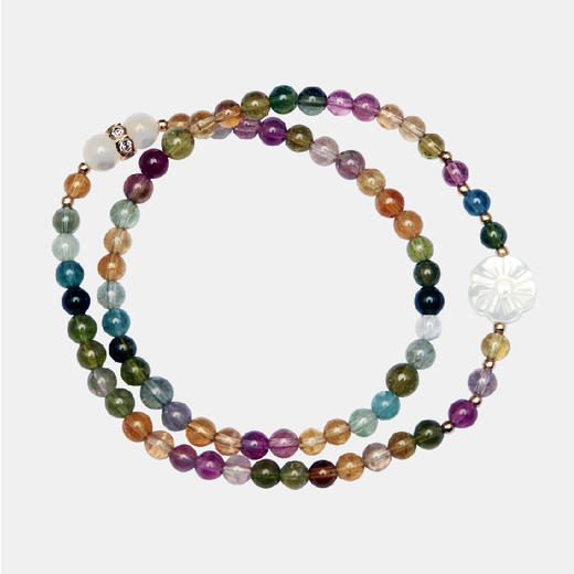 醍醐 碧玺贝壳五瓣花双圈 手串 手链 精选巴西碧玺 商品图4