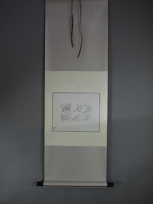 【文创】原拓挂轴汉代人物奔马WG005 商品图0