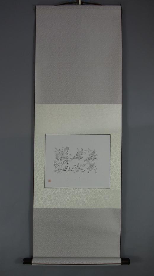 【文创系列】原拓挂轴汉代人物奔马 商品图0