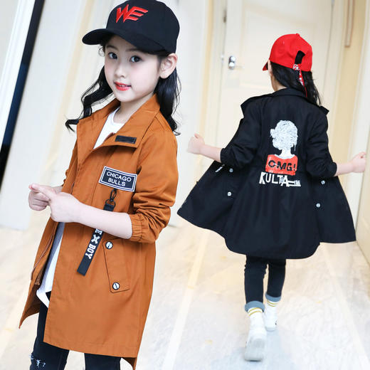 DK-W18006新款韩版中长款洋气风衣外套TZW 商品图0