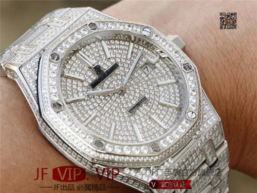 爱彼皇家橡树系列15400.OR满天星钻表少量到货 搭载316L进口不锈钢表壳 精选进口奥地利水钻 搭载9015改原装cal.3120超薄自动机械机芯 商品图8