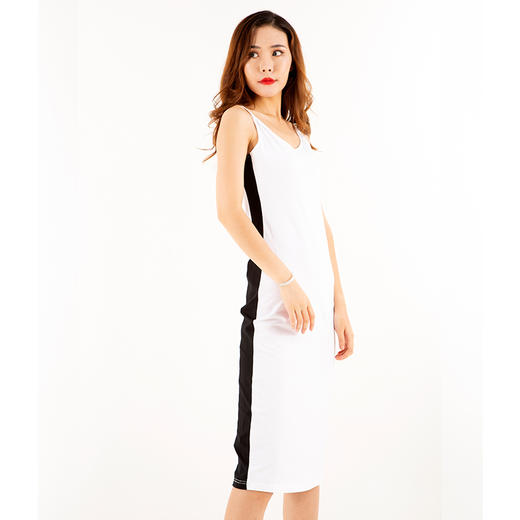丁摩 纯棉法式设计连衣裙双色拼接裙子针织吊带裙18-17DJ99-24.05.31 商品图6