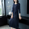 XSL-ZY-1005新款宽松中国风褶皱收腰大码修身显瘦假两件连衣裙 商品缩略图2