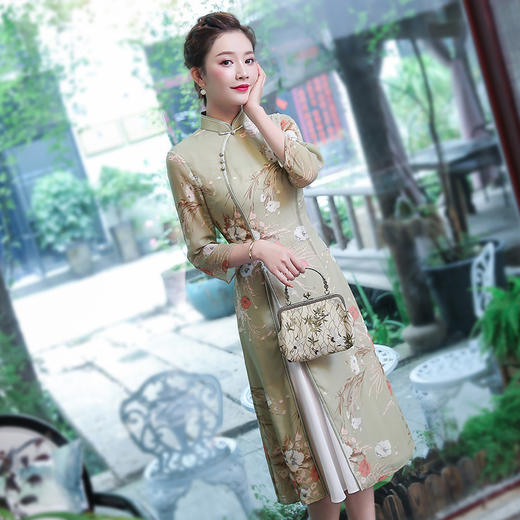 XGT-Q9309新式复古中国风中长款日常改良旗袍连衣裙 商品图3