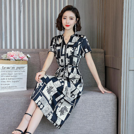 XY-C-112新款夏短袖修身高端真丝连衣裙 商品图1