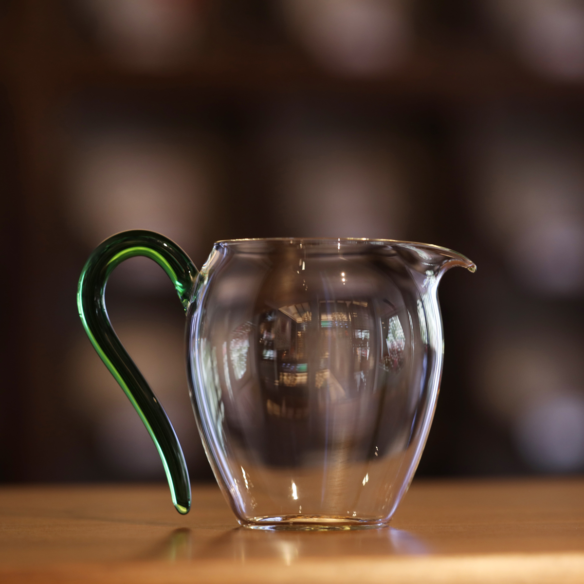 澜沧古茶茶具绿柄公道杯玻璃茶海分茶器满水约330ml
