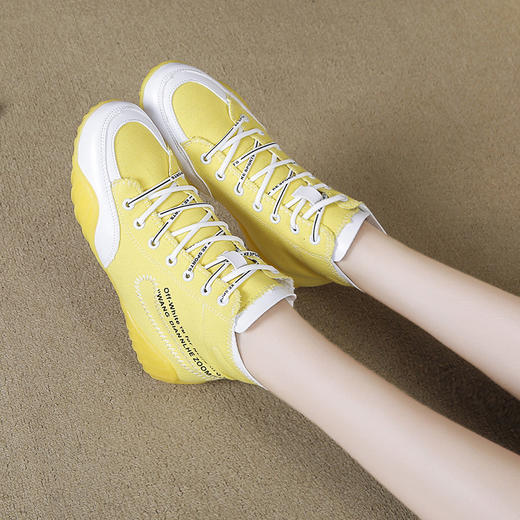 LN-A106新款平跟系带高帮透气布面休闲内增高单鞋TZW 商品图3