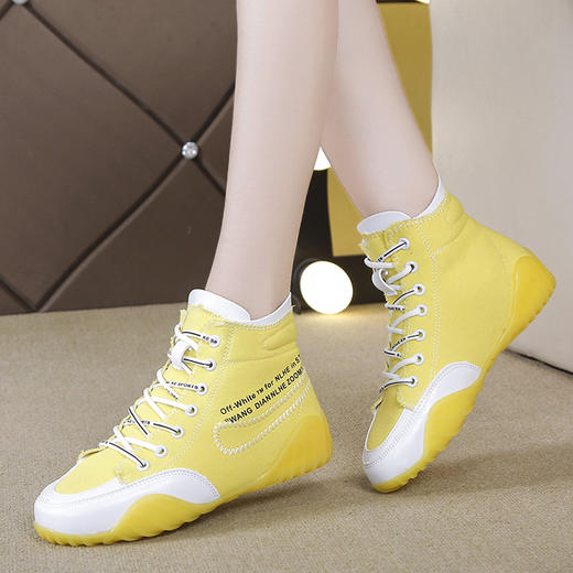 LN-A106新款平跟系带高帮透气布面休闲内增高单鞋TZW 商品图0