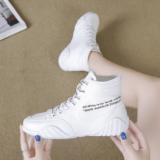 LN-A106新款平跟系带高帮透气布面休闲内增高单鞋TZW 商品图1