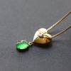 高冰种阳绿翡翠蛋面吊坠18k黄金钻石镶嵌 商品缩略图1