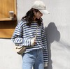 【服饰鞋包】秋季新款韩版宽松慵懒风chic圆领条纹休闲卫衣百搭上衣学生女 商品缩略图3