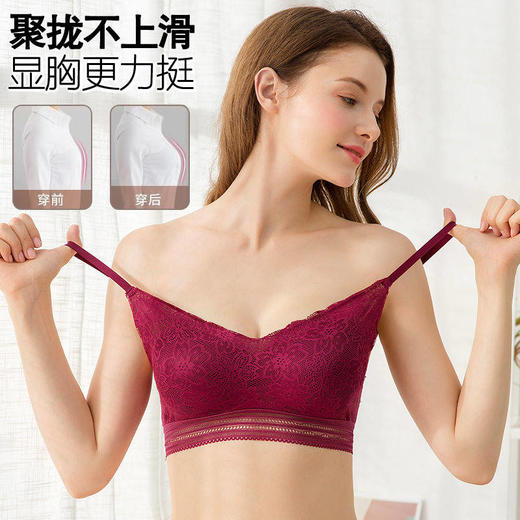 无痕性感蕾丝安心美背运动内衣 无钢圈聚拢吊带睡眠文胸 商品图5