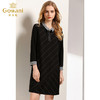 乔万尼秋装女春装宽松直筒显瘦气质黑色条纹长袖连衣裙EN3E380 商品缩略图2