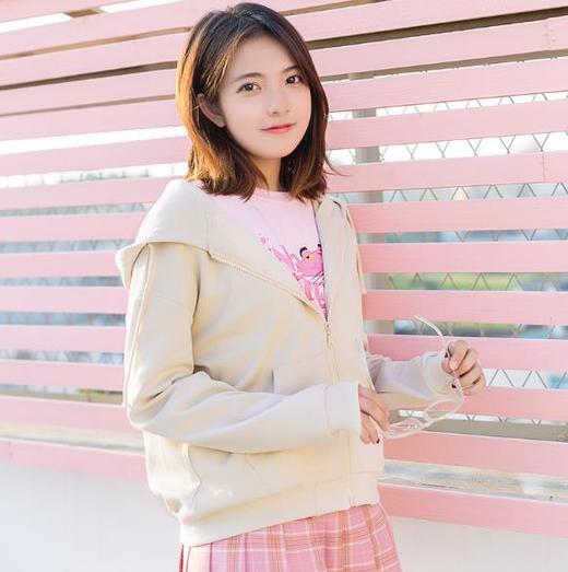 【女装】春秋季连帽开衫女卫衣韩版宽松刺绣口袋短款女拉链 商品图2