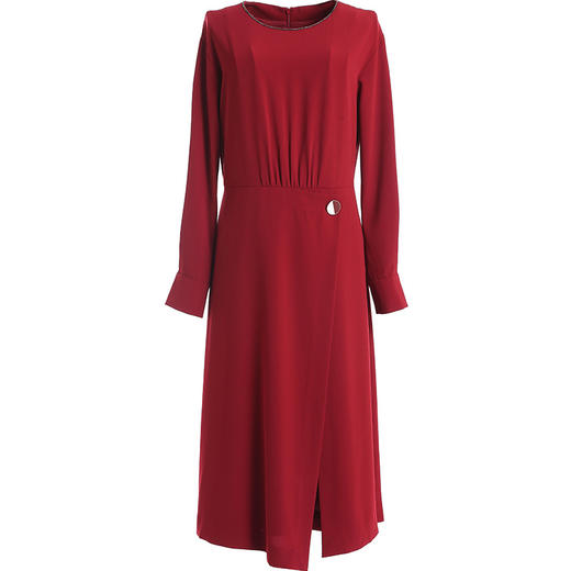 乔万尼秋装修身气质法式红装宴会长袖连衣裙女士中长款EN3E340101 商品图4