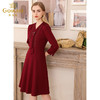 乔万尼秋装修身气质宴会红装长袖羊毛连衣裙中长款EN3E337 商品缩略图1