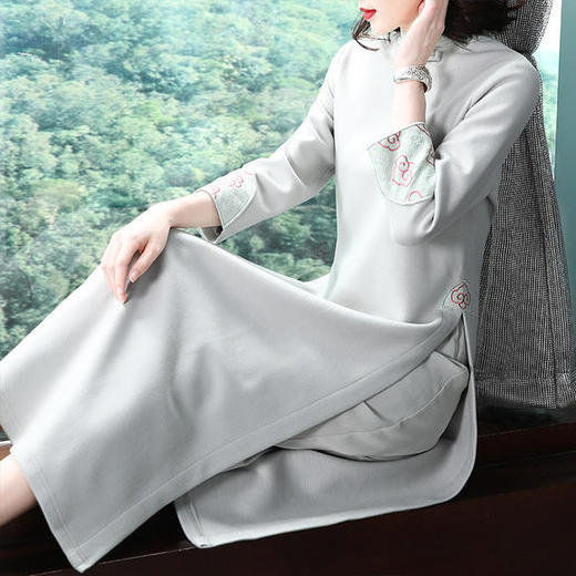 KDS-650新款复古长袖毛呢加厚连衣裙 商品图0