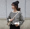 【服饰鞋包】秋季新款韩版宽松慵懒风chic圆领条纹休闲卫衣百搭上衣学生女 商品缩略图0