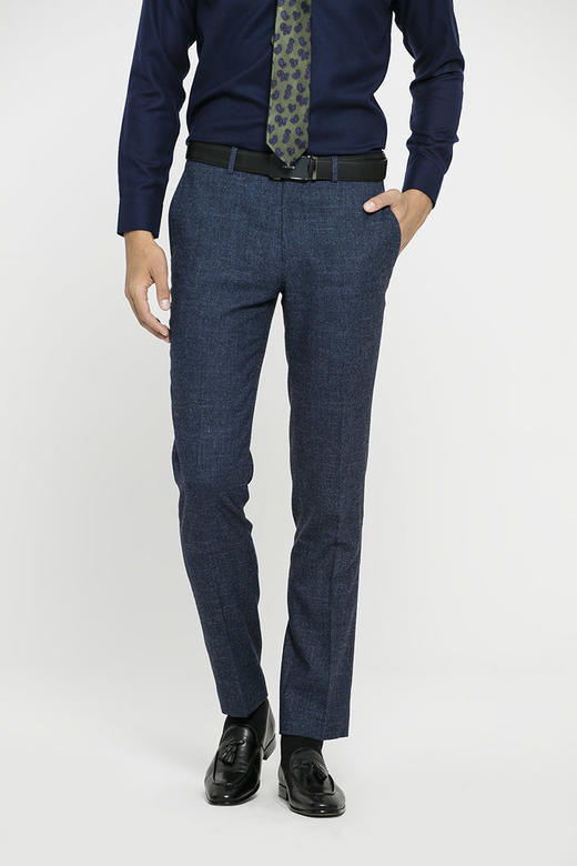 callisto立体鸟眼纹西服下装 羊毛混纺 FOBWP052BL 商品图0