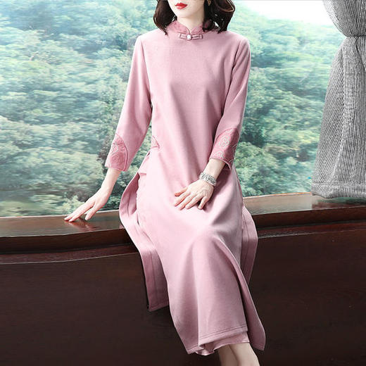 KDS-650新款复古长袖毛呢加厚连衣裙 商品图2