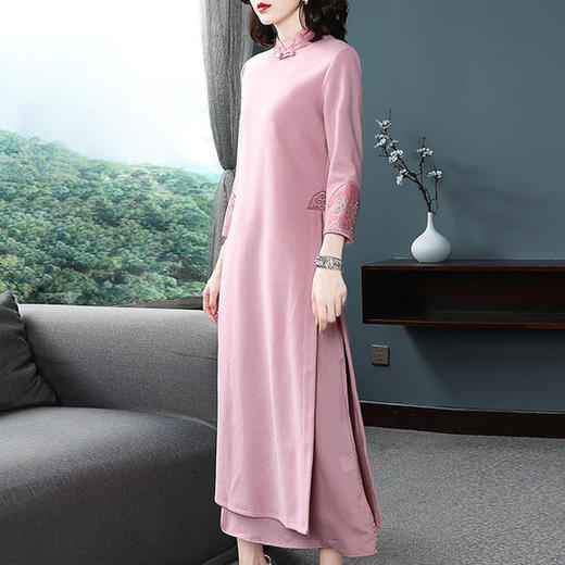 KDS-650新款复古长袖毛呢加厚连衣裙 商品图1