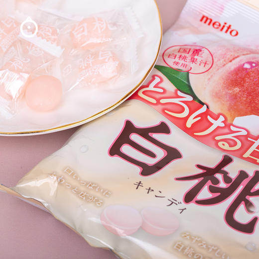 日本进口meito名糖白桃蜜桃味水果硬糖75g