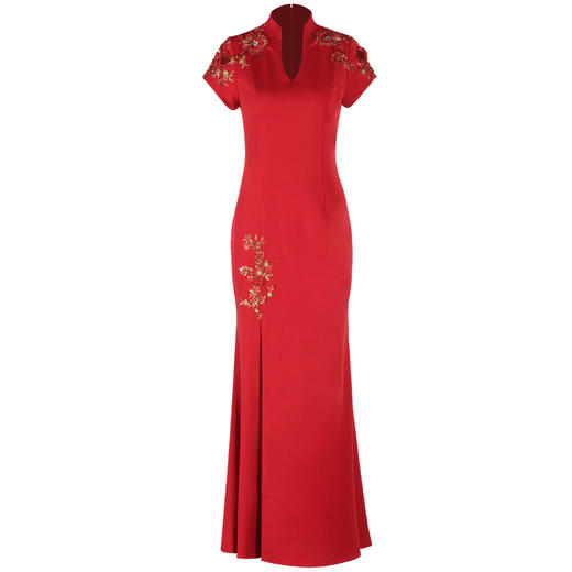 DLQ-A2040中国风改良敬酒服红色旗袍 商品图3