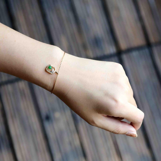 冰种阳绿翡翠吊坠手链18k黄金白金镶嵌 商品图8