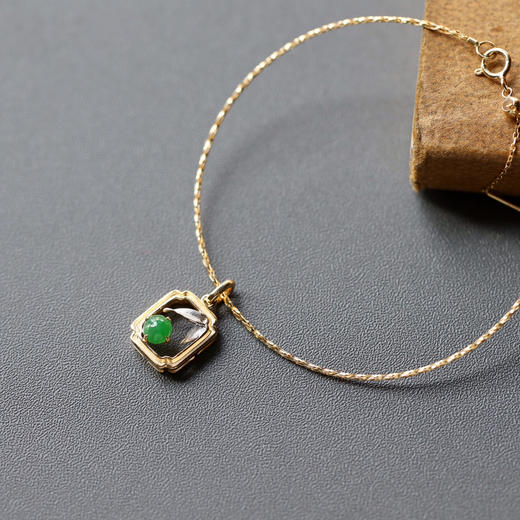 冰种阳绿翡翠吊坠手链18k黄金白金镶嵌 商品图0
