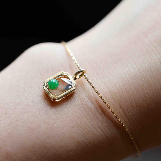 冰种阳绿翡翠吊坠手链18k黄金白金镶嵌 商品图10