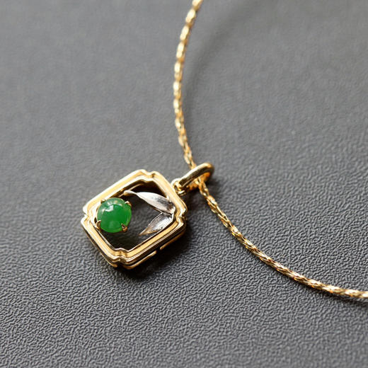 冰种阳绿翡翠吊坠手链18k黄金白金镶嵌 商品图1