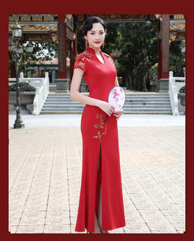 DLQ-A2040中国风改良敬酒服红色旗袍