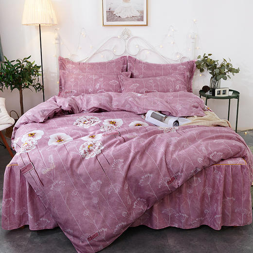 YC-004新款磨毛床裙加厚床罩韩版单双人被套四件套 商品图11