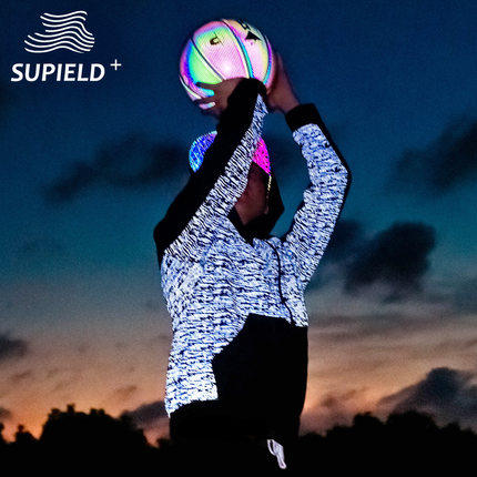 Supield黑科技珠光蝶情侣个性反光运动卫衣夜跑服开衫外套夹克男 商品图0