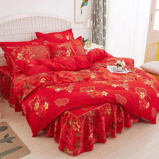 YC-004新款磨毛床裙加厚床罩韩版单双人被套四件套 商品图0