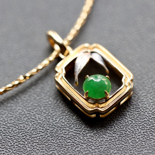 冰种阳绿翡翠吊坠手链18k黄金白金镶嵌 商品图5