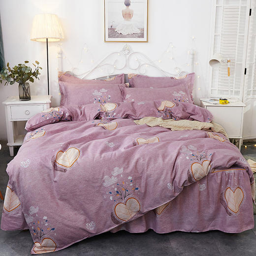 YC-004新款磨毛床裙加厚床罩韩版单双人被套四件套 商品图1