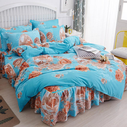 YC-004新款磨毛床裙加厚床罩韩版单双人被套四件套 商品图6