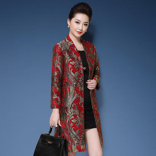 DYSL-Y1278秋季新款女装中长款秋季宽松大码时尚中老年外套 商品图2