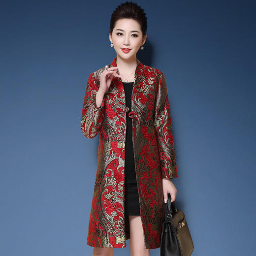 DYSL-Y1278秋季新款女装中长款秋季宽松大码时尚中老年外套 商品图0