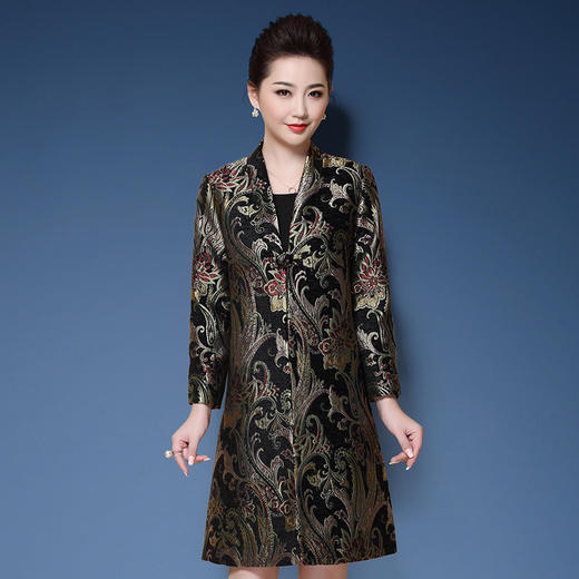 DYSL-Y1278秋季新款女装中长款秋季宽松大码时尚中老年外套 商品图3