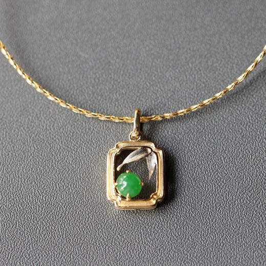 冰种阳绿翡翠吊坠手链18k黄金白金镶嵌 商品图2