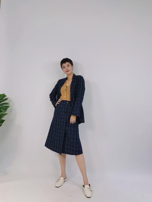 Q073#气质修身长袖格子西装套装 商品图1